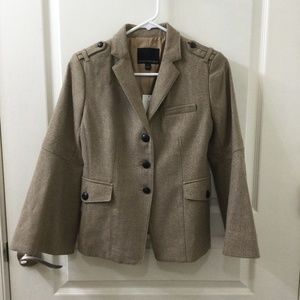 NWT Banana Republic Military Wool Blazer Jacket in Camel Tan & Gold, Size 2
